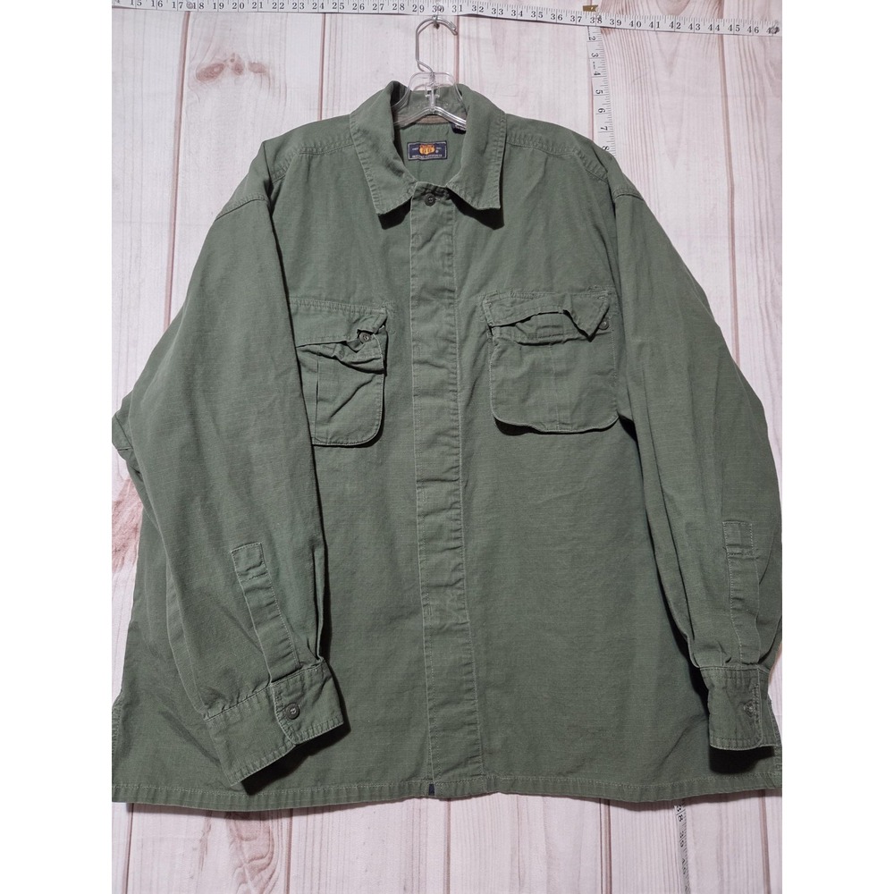 Route 66 Shirt Mens‎ XL Green Ripstop Button Front Utility Military Overshirt